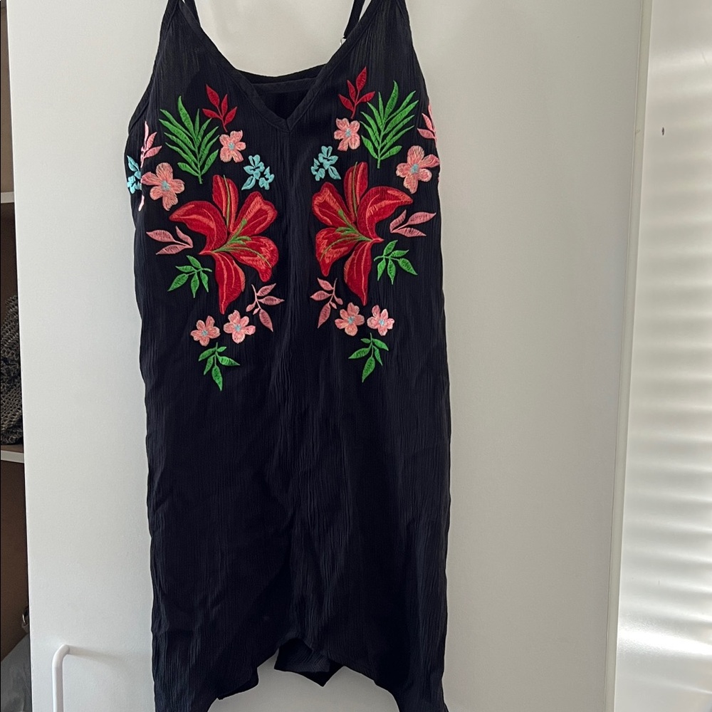 Floral Embroidered adjustable spaghetti strap blouse